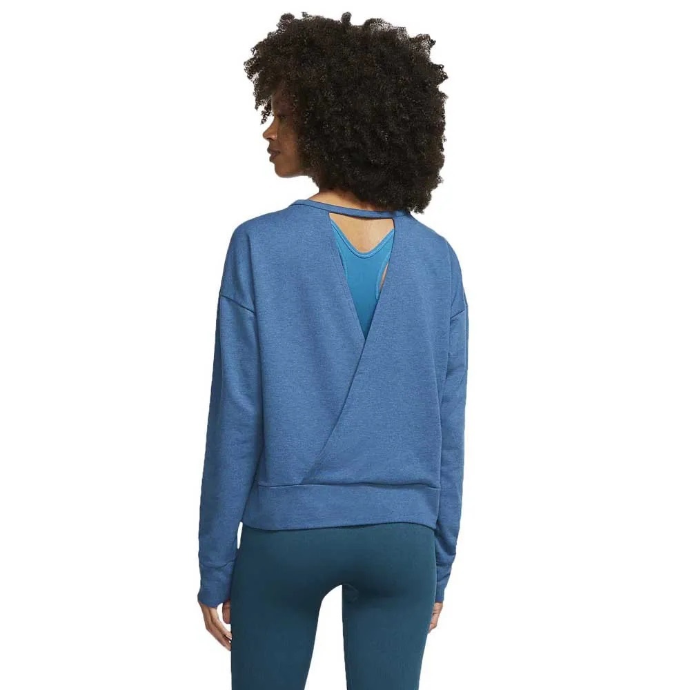 Nike Dri-Fit Wrap Back Yoga Sweatshirt Teal Blue Open Back M